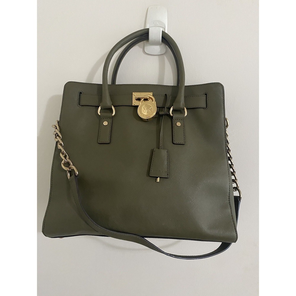 Michael Kors Hamilton Large Army Green Saffiano Leather Tote Bag 30S2GHMT3L-829